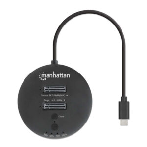 GABINETE USB-C SSD (130752) MANHATTAN ESTACIÓN DE ACOPLAMIENTO CON 2 BAHÍAS PARA CLONACIÓN DE SSD M.2 NVME DE HASTA 8 TB