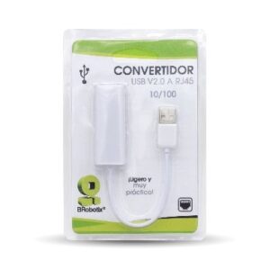 CONVERTIDOR BROBOTIX USB V2.0 A RJ45, USB, RJ-45, MACHO-HEMBRA, BLANCO, 12 CM