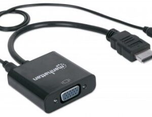 Convertidor HDMI a VGA MANHATTAN, VGA, HDMI/3.5mm, Macho/hembra, Negro