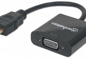 Convertidor HDMI a VGA MANHATTAN, HDMI, VGA, Micro-USB, Macho/hembra, Negro