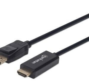 Cable DisplayPort a HDMI MANHATTAN 153195, 1 m, DisplayPort, HDMI, Negro, Macho/Macho, Para Pantalla UHD
