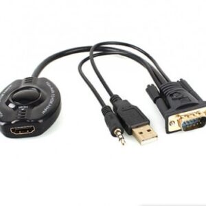 Convertidor VGA a HDMI BROBOTIX, Negro, VGA, HDMI+ Audio