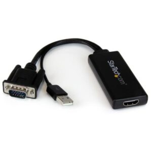 Adaptador VGA a HDMI StarTech.com, VGA, USB, HDMI, Macho/hembra, Negro