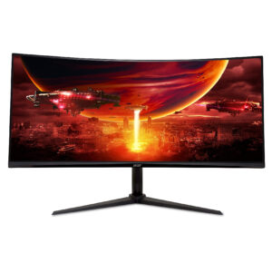 MONITOR ACER GAMER CURVO NITRO XZ342CU V3, 34, UHD 3440X1440, HDMI 100HZ, DP 180HZ, 1MS, FREESYNC, BOCINAS, INCLUYE HDMI Y DISPLAYPORT, NEGRO
