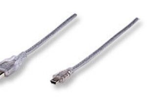 Cable USB a mini USB MANHATTAN, 1,8 m, USB A, Mini-USB B, Macho/Macho, Transparente