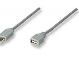 Cable USB - Extension MANHATTAN, 4,5 m, USB A, USB A, Macho/hembra, Gris