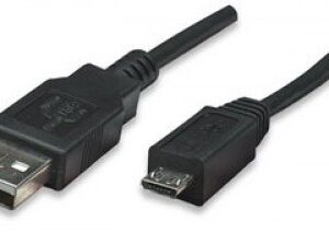 Cable USB - Micro B - Micro USB MANHATTAN, 1,8 m, USB A, Micro-USB B, Macho/Macho, Negro