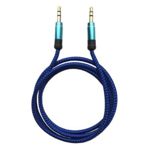 CABLE STEREO BROBOTIX 1MTS, 1 m, Macho/Macho, Azul, Nylon, Auxiliar
