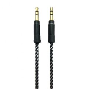 Cable Stereo BROBOTIX 1MTS Nylon, 1 m, Macho/Macho, Negro, Nylon, Auxiliar