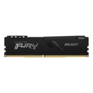 MEMORIA RAM KINGSTON DIMM DDR4 8GB, 3200MT/S, FURY BEAST BLACK CL16 288PIN 1.35V, C/DISIPADOR DE CALOR, P/PC/GAMER, ALTO RENDIMIENTO