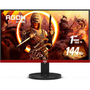 MONITOR GAMER AOC G2490VX, NEGRO CON ROJO, 23.8 PULGADAS, ENTRADA HDMI, DISPLAYPORT, ASPECTO 16:9, TR 1 MS, AMD FREE SYNC, 144 HZ, RESOLUCION 1920 X 1080, BRILLO 350 CD, M2, VESA 100X100MM