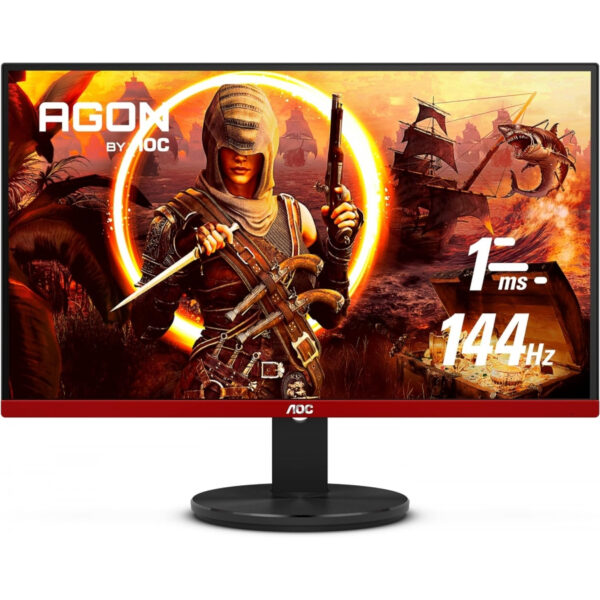 MONITOR GAMER AOC G2490VX, NEGRO CON ROJO, 23.8 PULGADAS, ENTRADA HDMI, DISPLAYPORT, ASPECTO 16:9, TR 1 MS, AMD FREE SYNC, 144 HZ, RESOLUCION 1920 X 1080, BRILLO 350 CD, M2, VESA 100X100MM